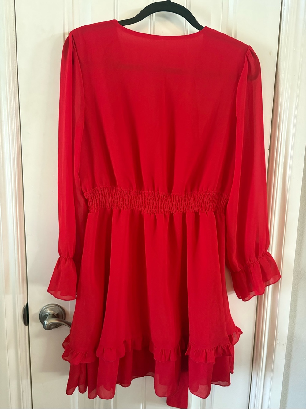Women's Backless Red Ruffle Mini Dress